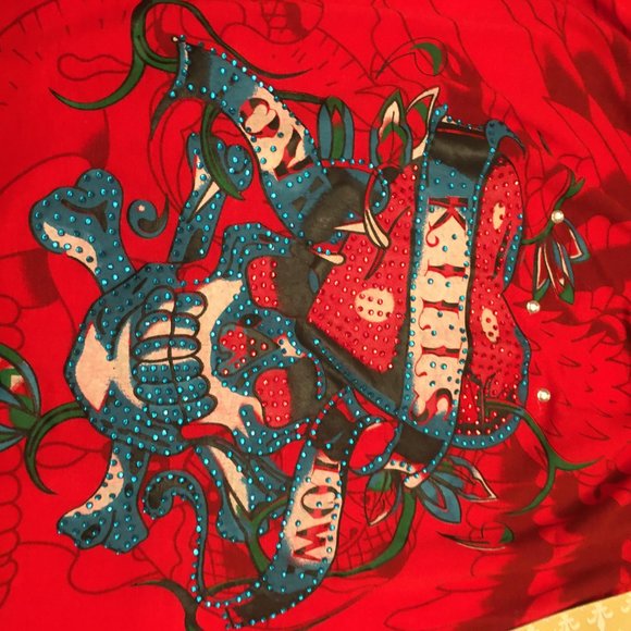 RARE FIND! gorgeous vintage brand new, Ed HARDY dress with graphics and crystals - Picture 12 of 15